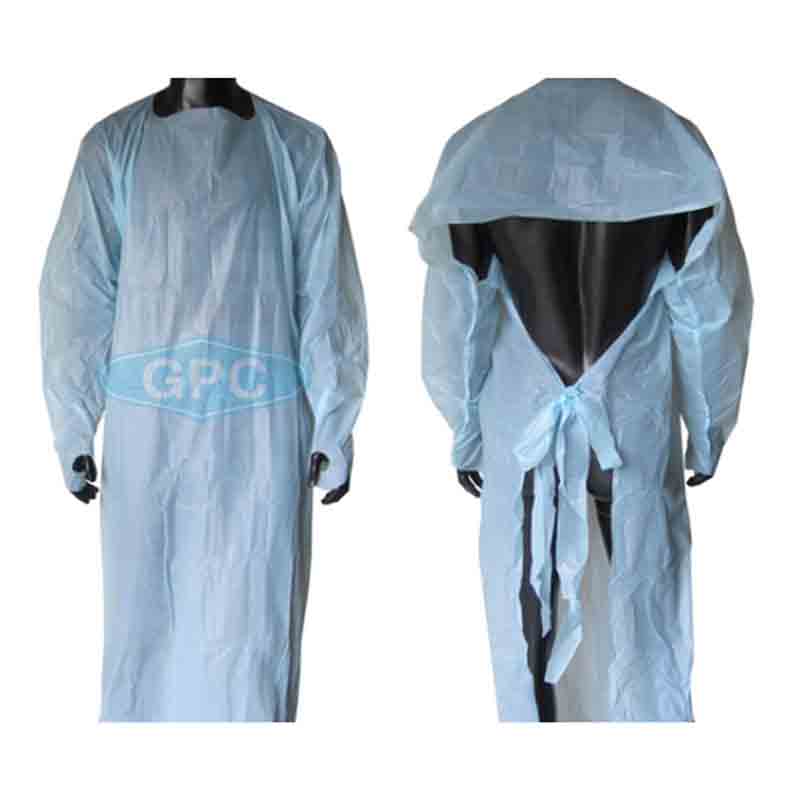 Medical Waterproof CPE Gown with Long Sleeves