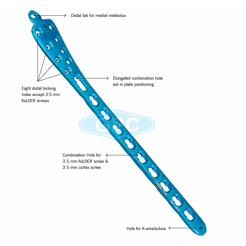 fix<em>LOCK</em> Medial Distal Tibia End Plate with Tab, 3.5 mm